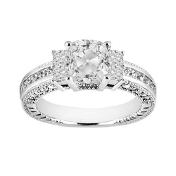 Cuscino Fidanzamento Vecchio Minatore Genuino Diamante Ring Channel Set 5,50 Carati