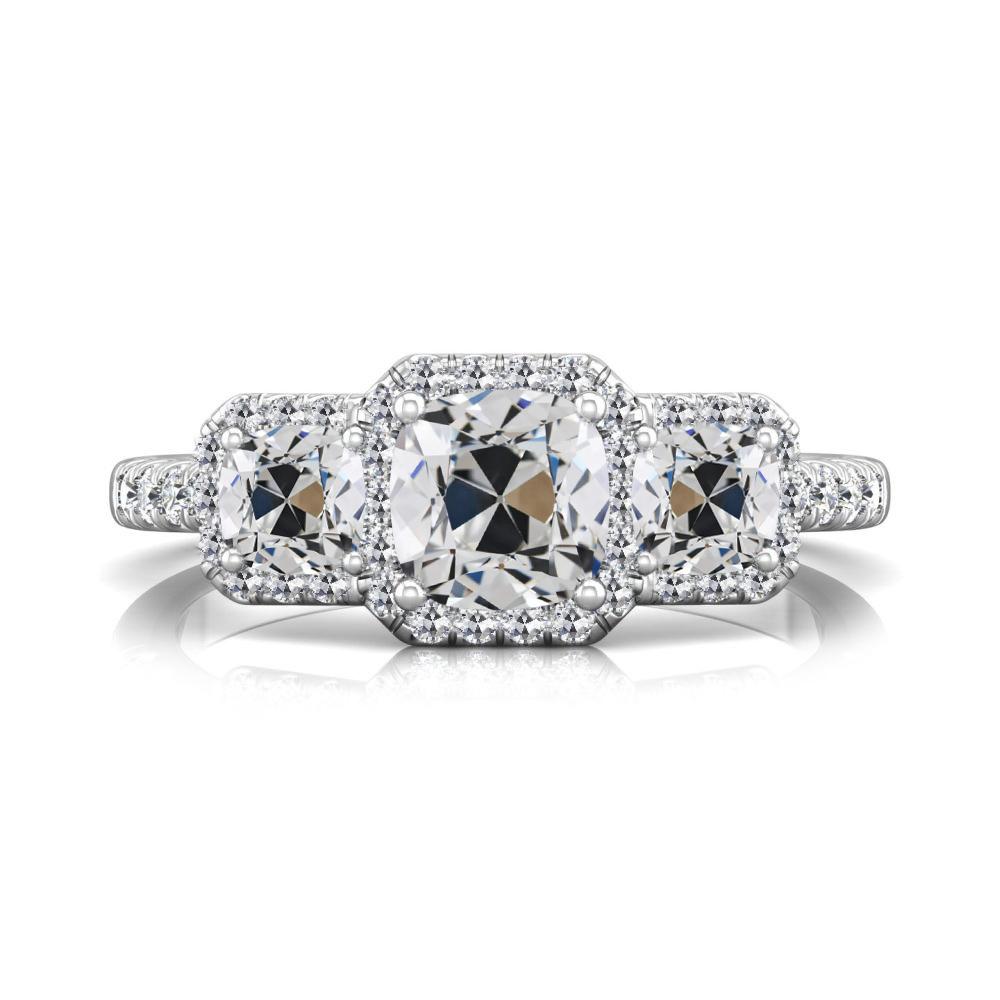 Cuscino Old European Genuino Diamante Ring Gioielli Da Donna Oro 8,50 Carati