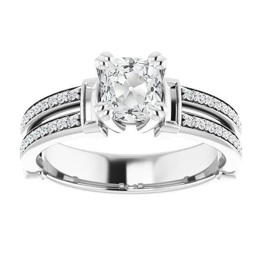 Cuscino Old Mine Cut Naturale Diamante Ring Double Prong Channel Set 5,25 Carati