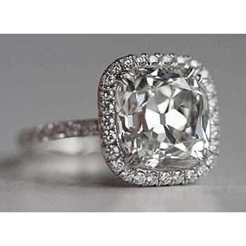 Cuscino Old Miner Genuino Diamond Halo Anello Di Fidanzamento In Oro Bianco 1,50 Ct 14K