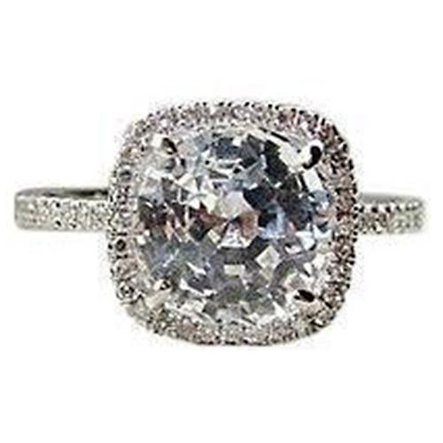 Cuscino Old Miner Genuino Diamond Halo Anello Di Fidanzamento In Oro Bianco 1,50 Ct 14K