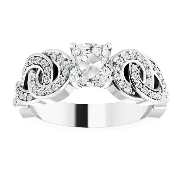 Cuscino Per Anello Anniversario Vecchio Minatore Vero Diamante Twisted Style 4,50 Carati