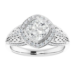 Cuscino Per Anello Con Alone In Stile Antico Set Di Castoni Con Naturale Diamanti A Taglio Antico 7,75 Carati