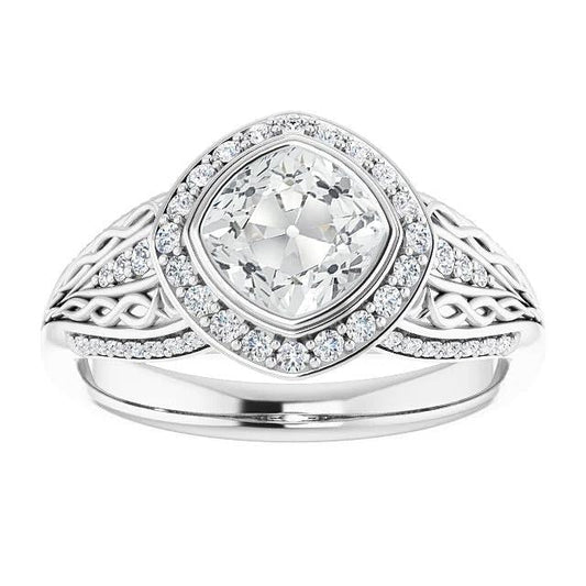 Cuscino Per Anello Con Alone In Stile Antico Set Di Castoni Con Naturale Diamanti A Taglio Antico 7,75 Carati