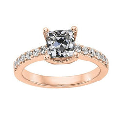 Cuscino Per Anello Da Donna Set Di Coda Di Pesce Con Vero Diamanti Tagliati A Miniera Vecchia 3,50 Carati