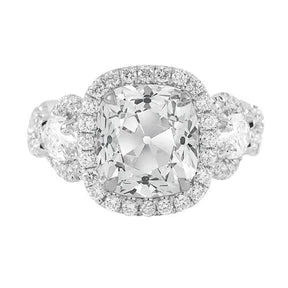 Cuscino Per Anello Rotondo A Forma Di 3 Pietre Stile Vecchia Miniera Vero Diamanti Tagliati 5 Carati