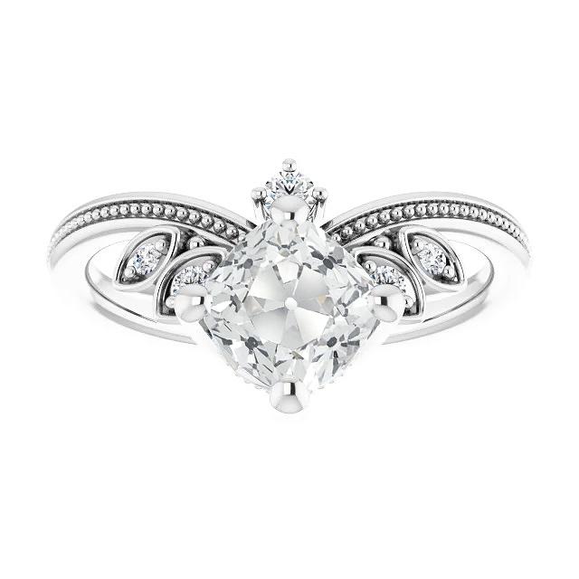 Cuscino Per Fedi Nuziali, Stile Antico Con Perline Di Genuino Diamanti Taglio 5,75 Carati