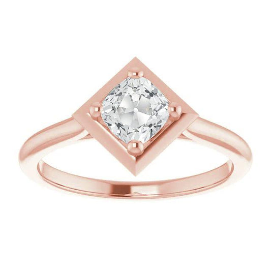 Cuscino Solitario Anello Con Vero Diamante Taglio Antico Stile Aquilone 3 Carati