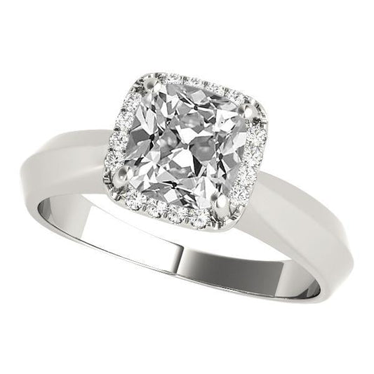 Cuscino Vecchio Minatore Genuino Diamante Halo Anniversary Ring 5,25 Carati Gioielli