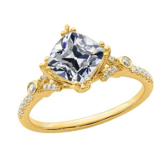 Cuscino Vecchio Minatore Genuino Diamante Lady's Ring Oro Giallo 5,25 Carati