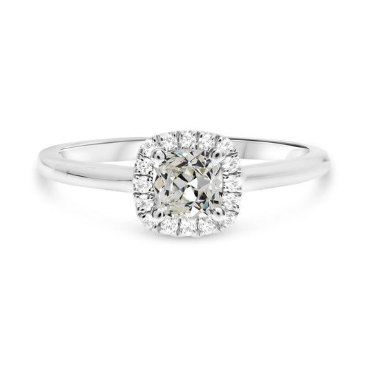Cuscino Vecchio Minatore Naturale Diamante Halo Ring 3,50 Carati