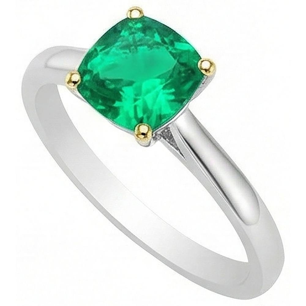 Anello con Pietra Preziosa Oro Due Toni 14K con Smeraldo Fine – vista profilo