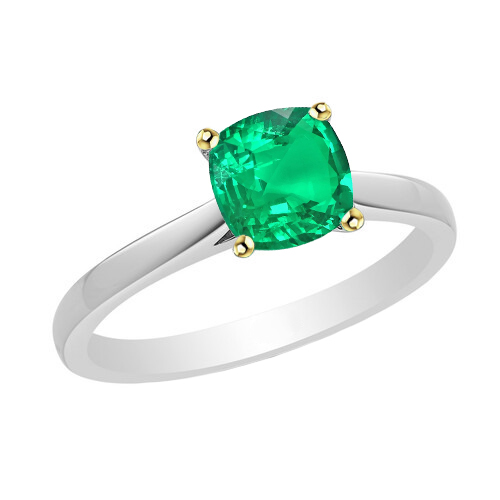 Anello con Pietra Preziosa Oro Due Toni 14K con Smeraldo Fine – vista principale