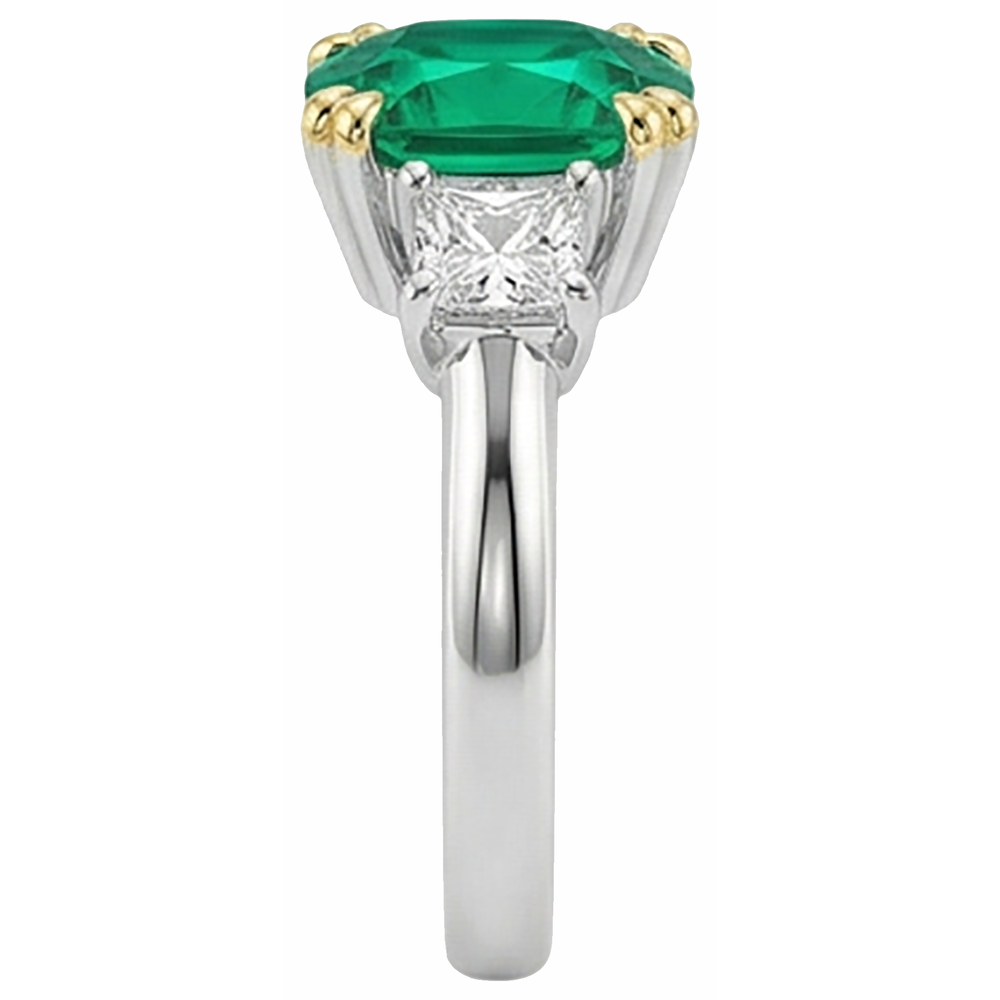 Smeraldo Fine Anello Pietra Colorata 3,50 carati Oro Due Toni 14K – vista dall'alto