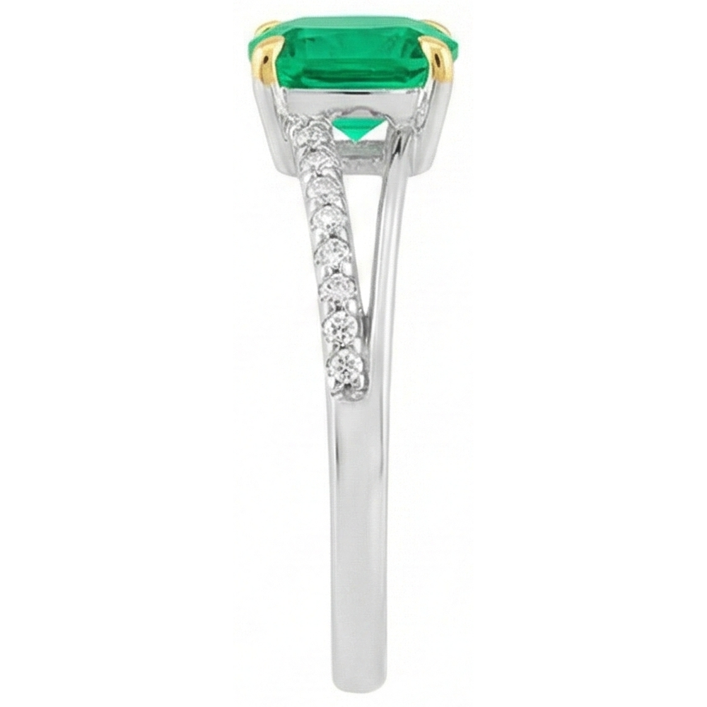 Anello con Pietra Preziosa Oro 14 Carati Bicolore con Smeraldo – vista posteriore