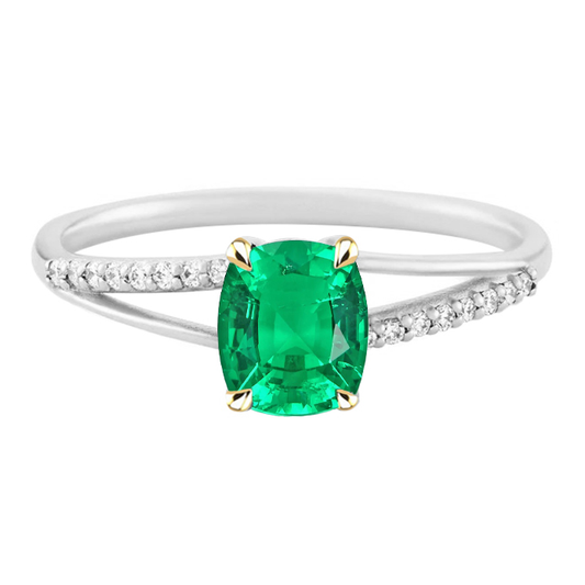 Anello con Pietra Preziosa Oro 14 Carati Bicolore con Smeraldo – vista principale