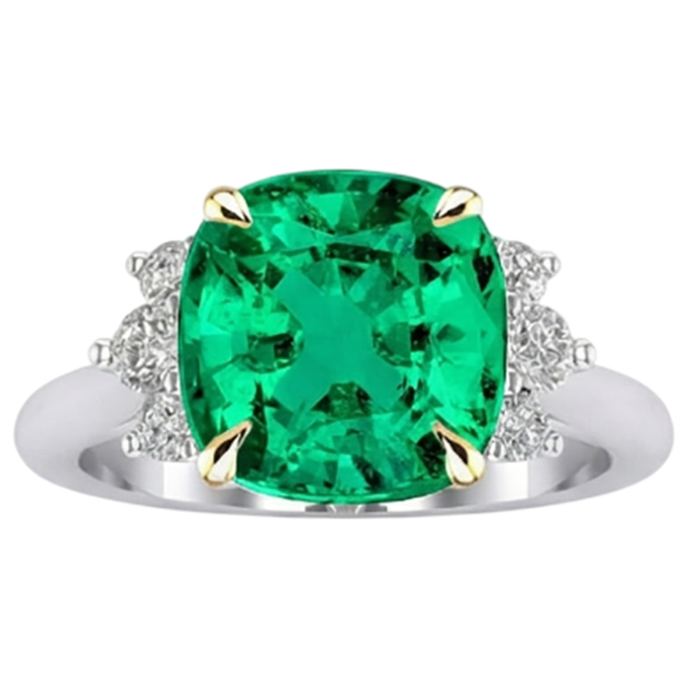Anello con Gemma Oro Bicolore 14K con Smeraldo – vista angolare