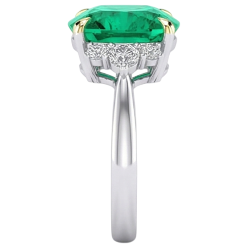 Smeraldo Anello con Gemma 4 carati Oro Bicolore 14K – vista profilo