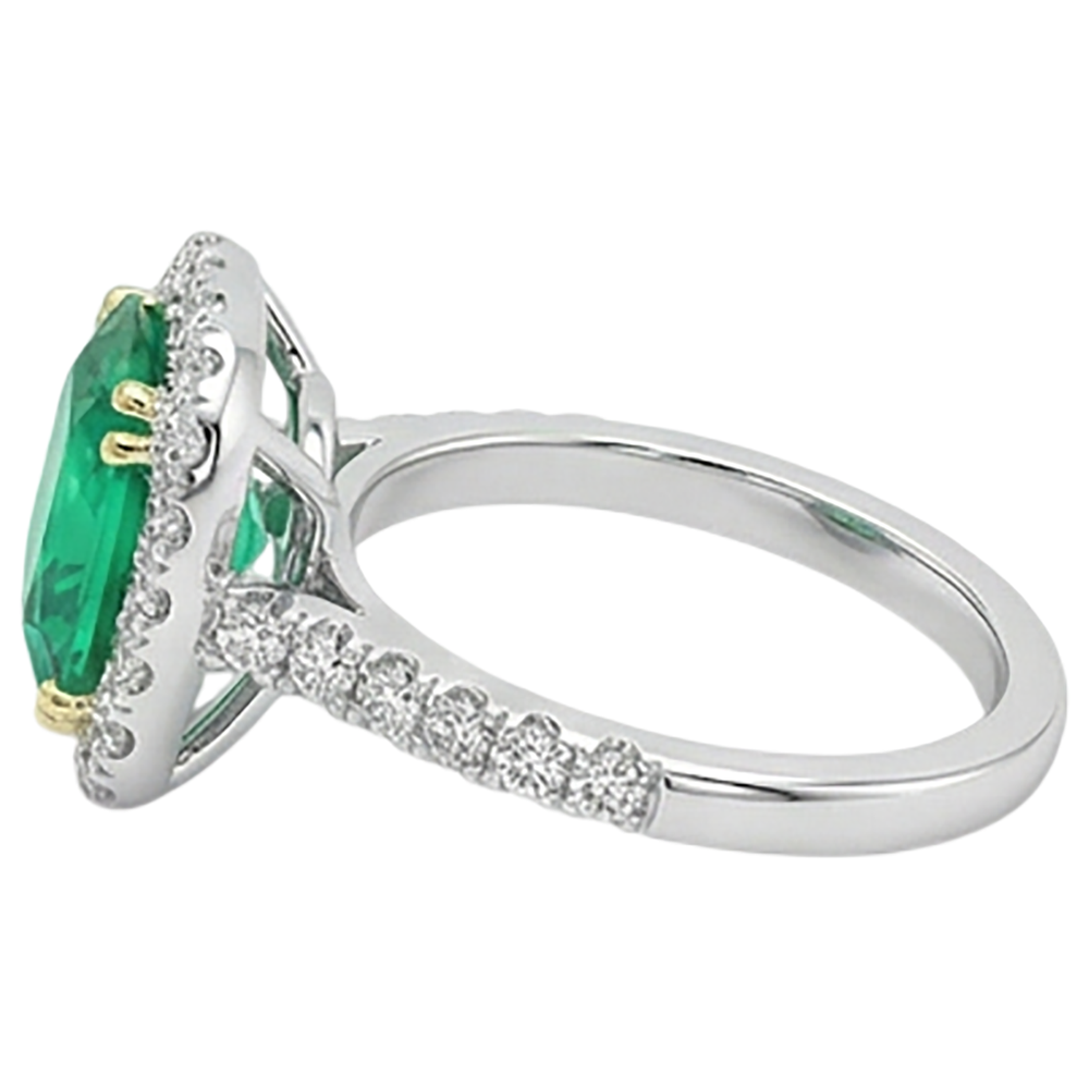 Smeraldo Fine Anello Pietra Colorata 2,50 carati Oro Due Toni 14K – vista angolare