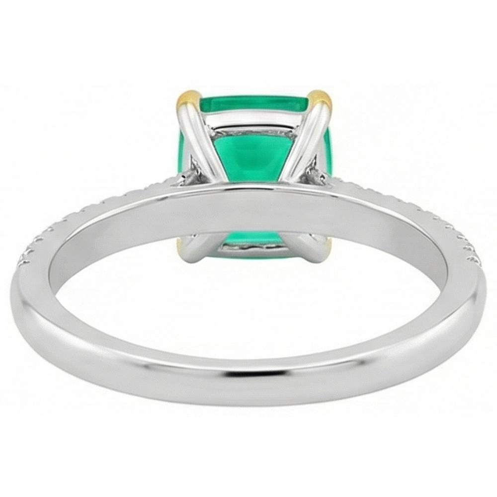 Smeraldo Anello con Pietra Preziosa 3,50-carati Oro Bicolore 14K – vista dall'alto