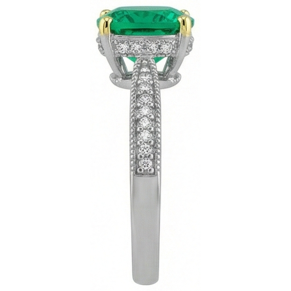 Smeraldo Anello con Pietra Preziosa 1-carati Oro Bicolore 14K – vista dall'alto