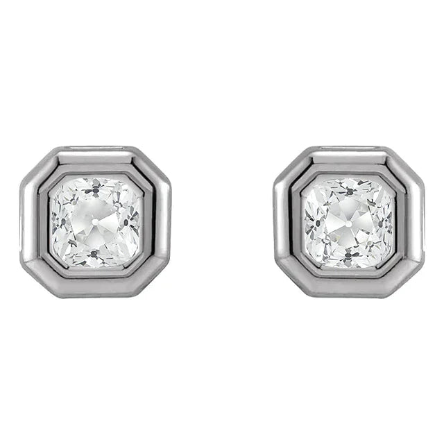 Brillante Orecchini a Lobo 2 carati Oro Bianco 14K – vista frontale