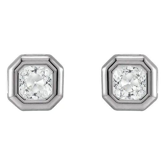 Brillante Orecchini a Lobo 2 carati Oro Bianco 14K – vista frontale