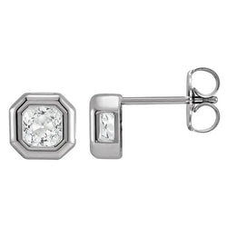 Cuscino Brillante Orecchini a Lobo in Oro Bianco 14K – 2 carati
