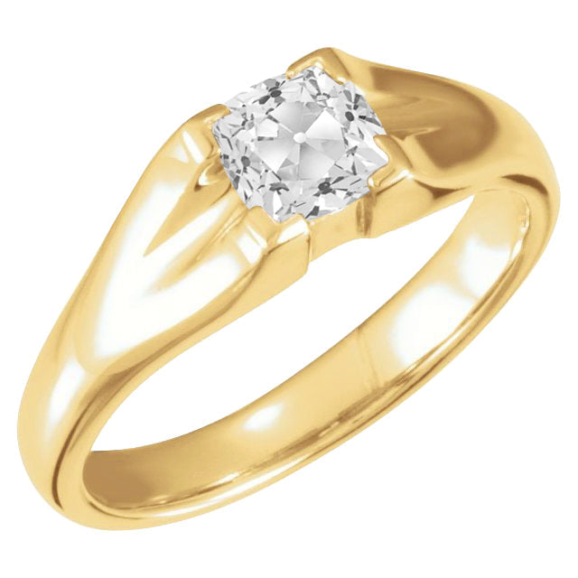 Diamante Fine Taglio Cushion Anello Monopietra in Oro Giallo 14K – vista principale