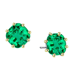 3,50 carati Smeraldo Fine Gemstone Earring in Oro 14 Carati