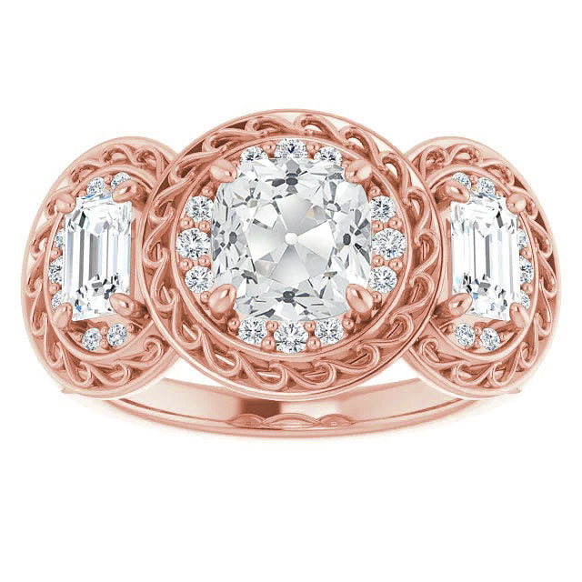 Diamante Anello Halo 5-carati Oro Rosa 14K – vista principale
