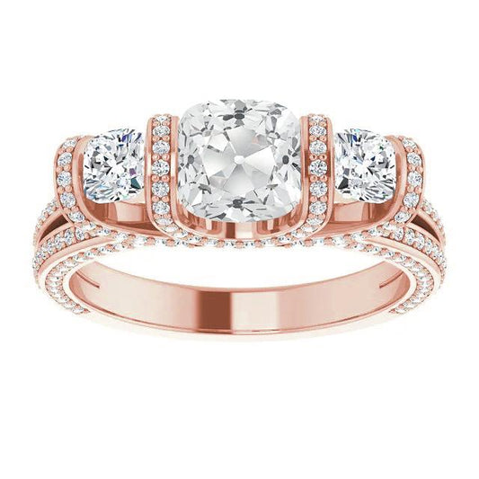 Diamante Anello Nuziale 3,50-carati Oro Rosa 14K – vista principale