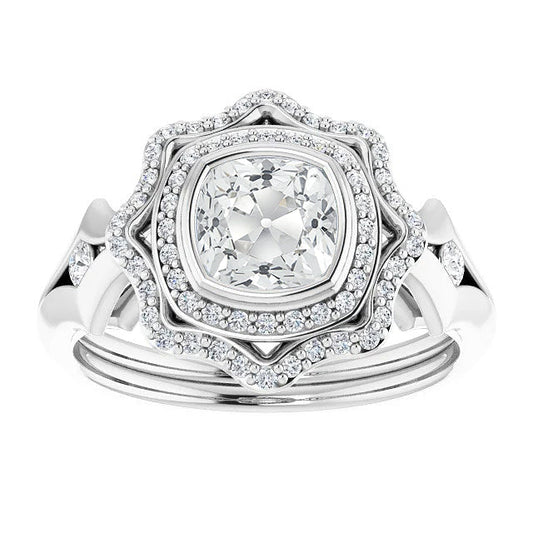 Diamante Anello Halo 3,50-carati Oro Bianco 14K – vista principale