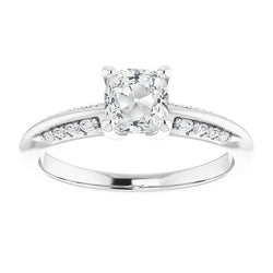 Firmato Brillante Anello Solitario con Accenti 3 carati
