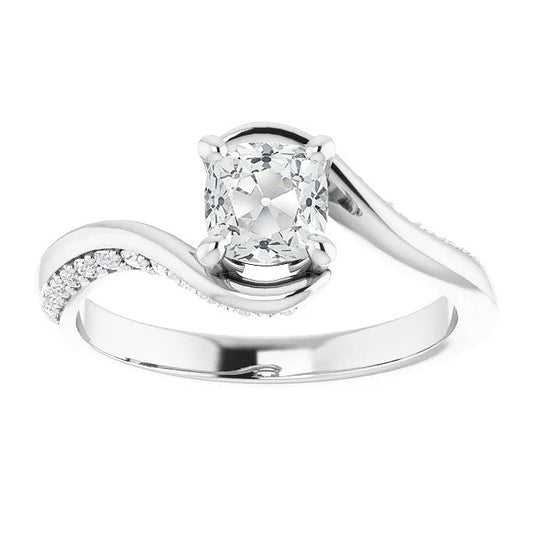 Diamante Fine Anello Solitario con Accenti 5,50-carati Oro Bianco 14K – vista principale