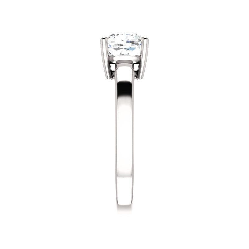 Cuscino Diamante Fine anello in Oro Bianco 14K – vista profilo