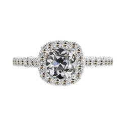 Taglio Cushion Brillante Anello Halo in Oro Bianco 14K – 3 carati