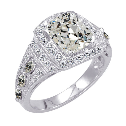 Brillante Anello Halo 3-carati Oro 14 Carati Bianco – vista principale