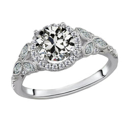 Anello con Pavé Halo Oro Bianco 14K – Diamante Taglio Old Mine 2