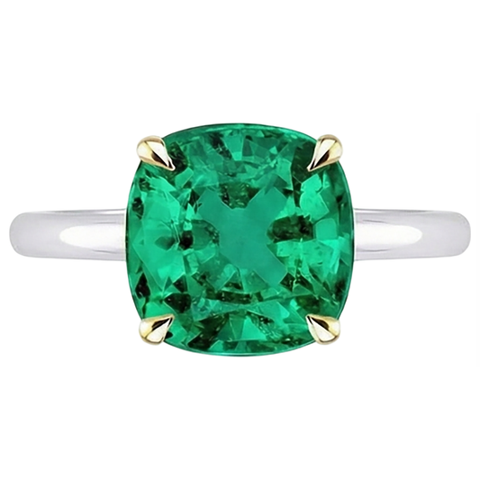 Anello con Gemma Oro Due Toni 14K con Smeraldo – vista frontale