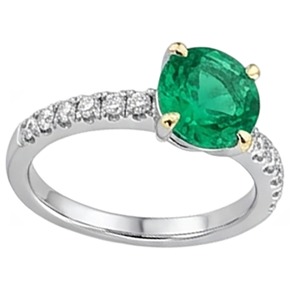 Anello con Gemma Oro Due Toni 14K con Smeraldo – vista angolare