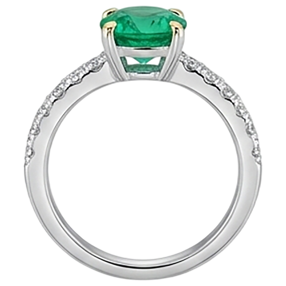 Anello con Gemma Oro Due Toni 14K con Smeraldo – vista posteriore