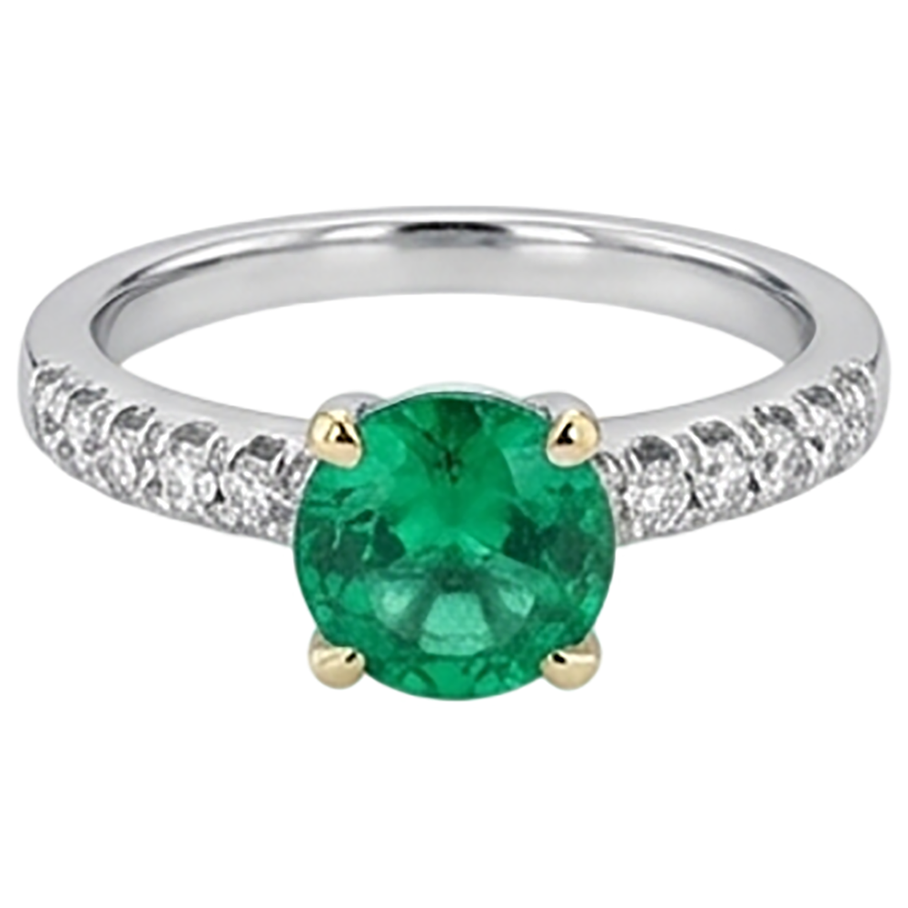 Anello con Gemma Oro Due Toni 14K con Smeraldo – vista frontale
