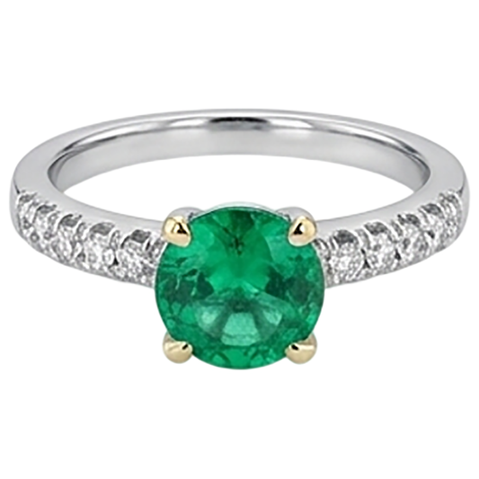 Anello con Gemma Oro Due Toni 14K con Smeraldo – vista frontale