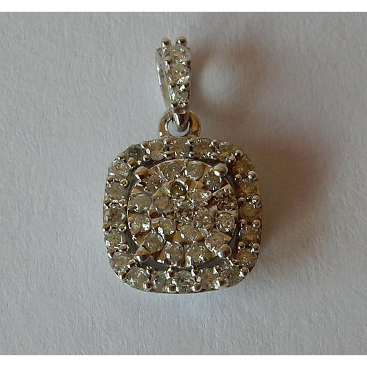 Pendente Oro 14 Carati Bianco con Diamante Fine – vista frontale