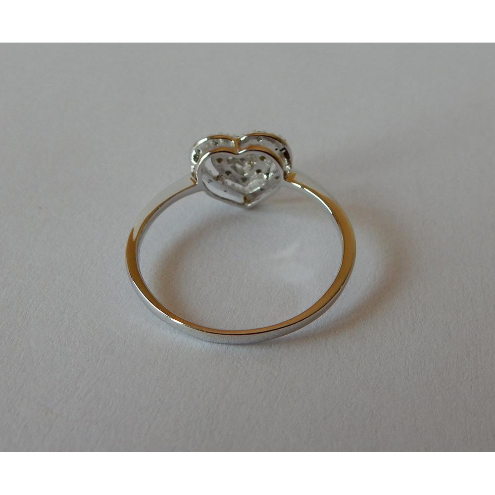Diamante Fine Taglio Brillante Anello Halo in Oro Bianco 14K – vista profilo