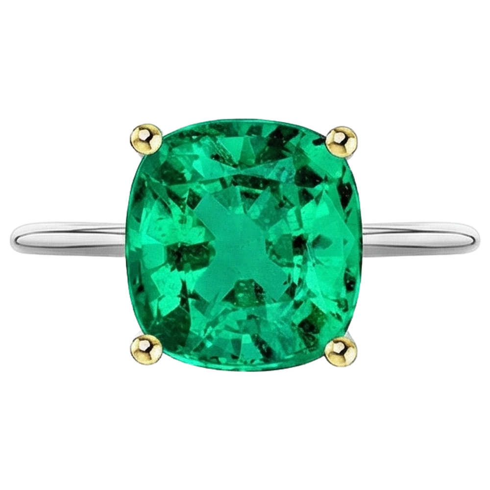 Smeraldo Anello Pietra Colorata 4 carati Oro Bicolore 14K – vista angolare