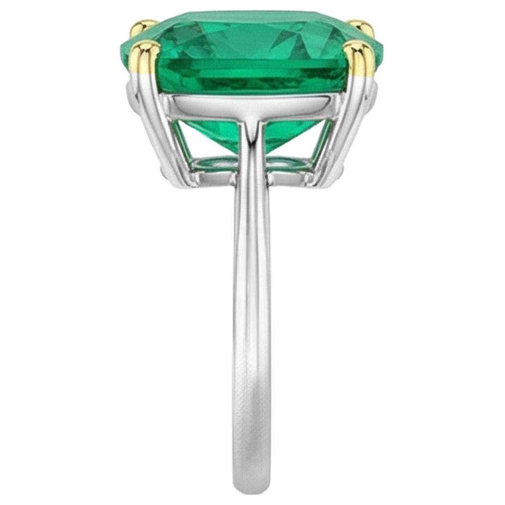 Anello Pietra Colorata Oro Bicolore 14K con Smeraldo – vista profilo
