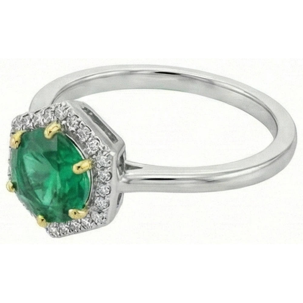 Anello Pietra Colorata Oro 14 Carati Bicolore con Smeraldo Fine – vista profilo