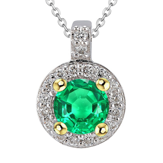 Smeraldo Collana Pendente 3 carati Oro Due Toni 14K – vista principale